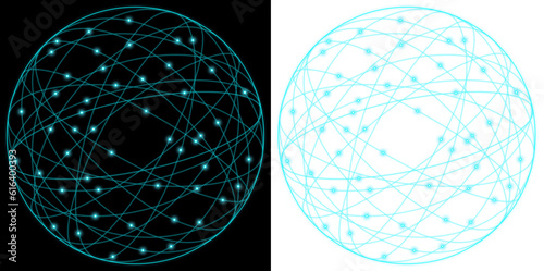 Fototapeta Naklejka Na Ścianę i Meble -  round circle earth network technology blue dot glow planet   transparent background