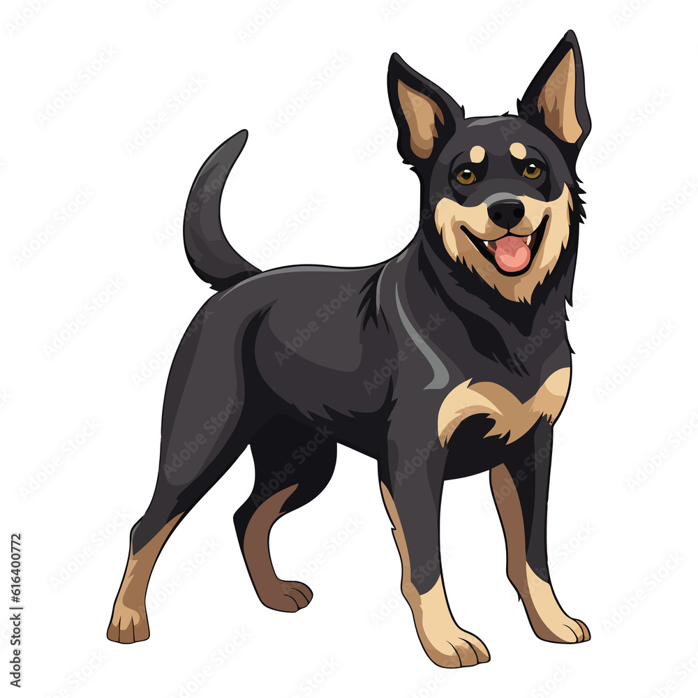 Playful and Intelligent: Captivating 2D Illustration of an Adorable Australian Kelpie