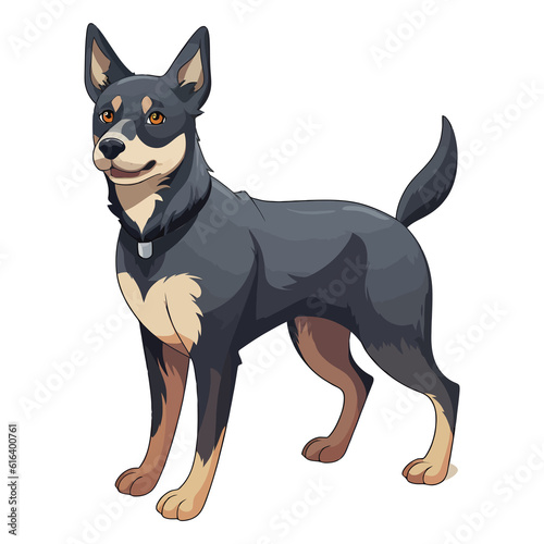 Playful and Intelligent  Captivating 2D Illustration of an Adorable Australian Kelpie