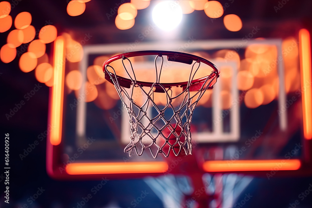 Basketball Korb mit Bokeh Hintergund, Generative AI