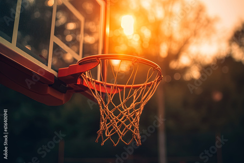 Basketball Korb in einer Basketball Arena mit Lichteffekt © Stephan
