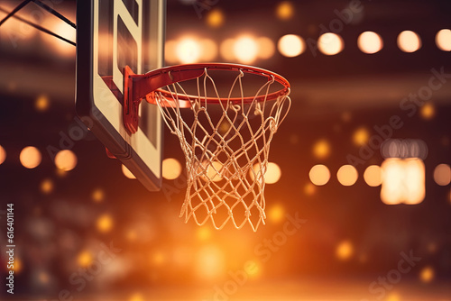 Basketball Korb in einer Basketball Arena mit Lichteffekt © Stephan