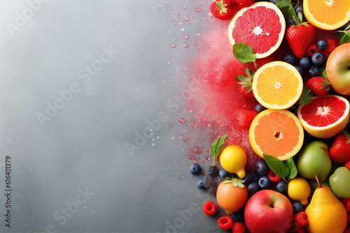 juice food ice orange background citrus apple smoke hookah fruit grape. Generative AI.