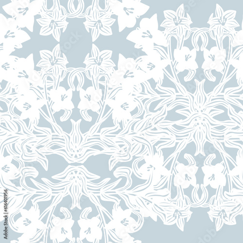 Pastels Symmetric Floral Seamless Pattern Design