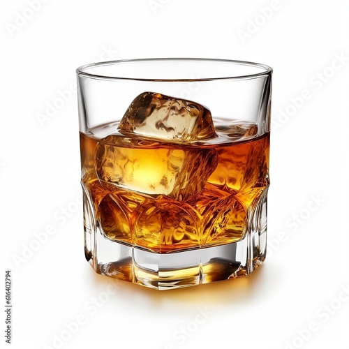 glass of whiskey on ice