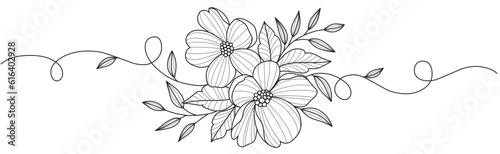 Line art vector illustration of flowers  floral line art element design