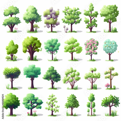 Tree illustration materials created with generative ai tecnology.