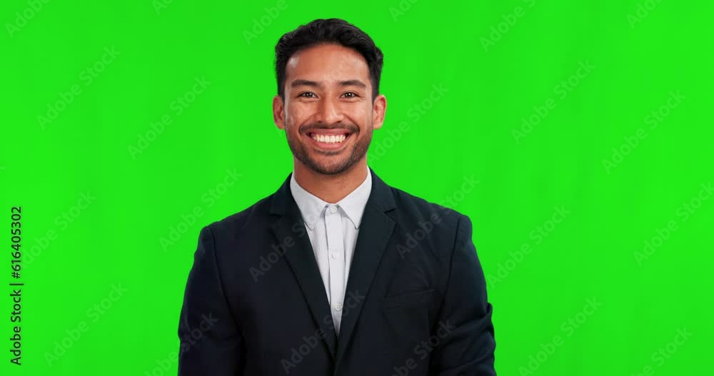 Asian businessman, thinking and idea on green screen for solution or remember against a studio background. Portrait of thoughtful man in surprise, memory or reminder for good plan or result on mockup Asian businessman, thinking and idea on green screen for solution or remember against a studio background. Portrait of thoughtful man in surprise, memory or reminder for good plan or result on mockup