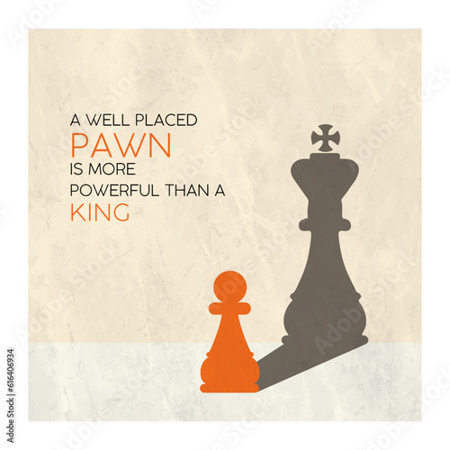King Pawn Chess. Inspiration Quotes. Creative Concept Social Media Vector Design