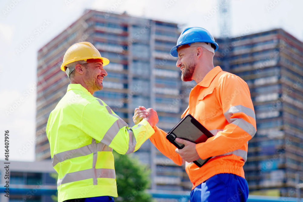 Construction Site Worker Hand Shake Construction Site Worker Hand Shake