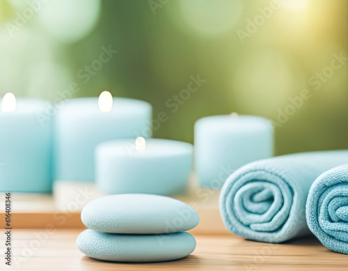 candles and towels