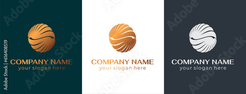 Shell logo. Modern seashell, naulilus. Elegant linear logo. Template to create a unique luxury design, logo. Vector