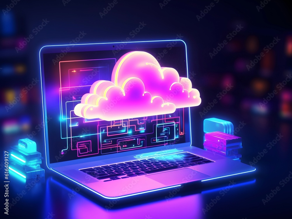 Cloud data storage, cloud computing and data transfer concept. AI generated Cloud data storage, cloud computing and data transfer concept. AI generated