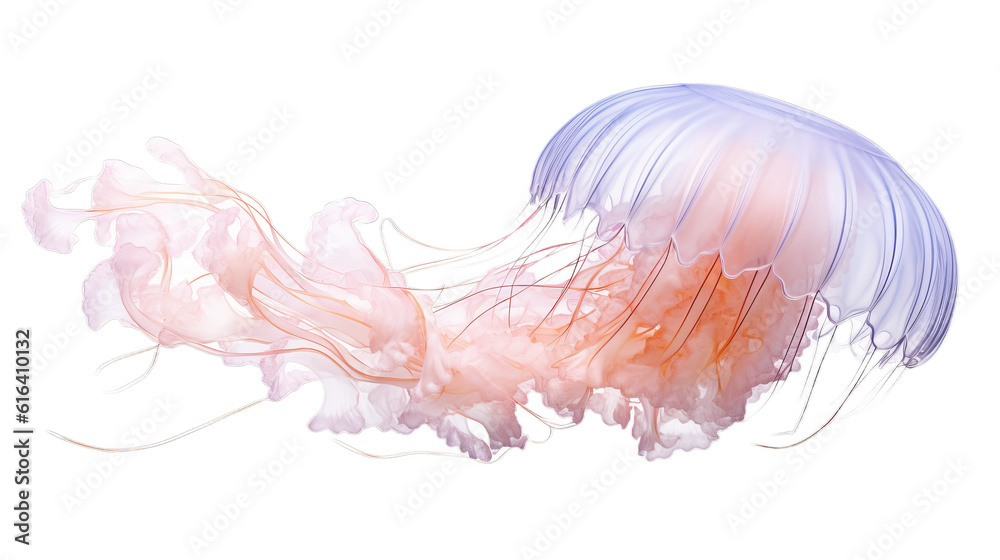 Jellyfish isolated on transparent background (PNG)  - obrazy, fototapety, plakaty 