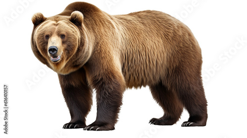Brown grizzly bear isolated on transparent background (PNG) 