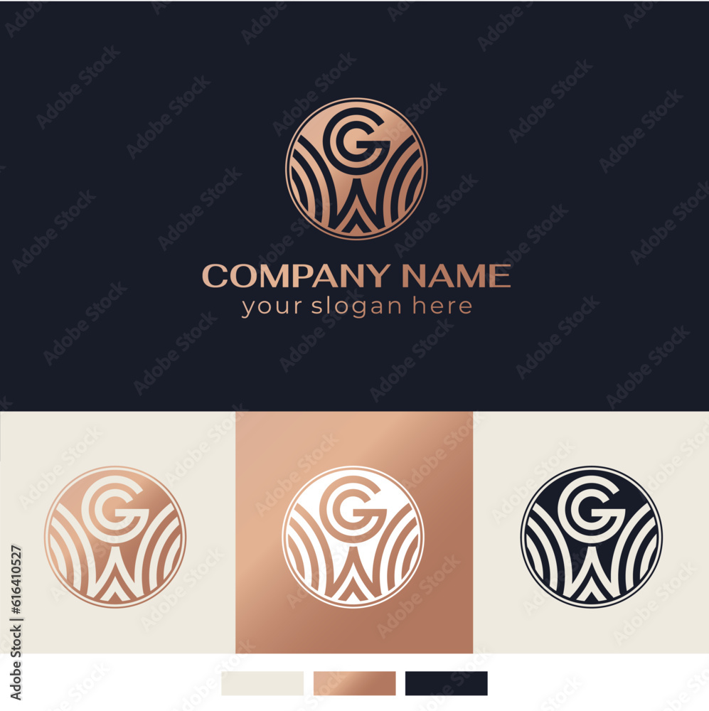 GW, WG logo. Luxury badge and monogram. Vector elegant logo. Letter WG design. Vector design GW, WG logo. Luxury badge and monogram. Vector elegant logo. Letter WG design. Vector design