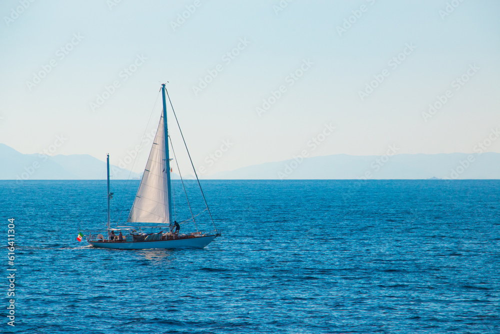 Sailboat on the Adriatic sea, summer time on vacation