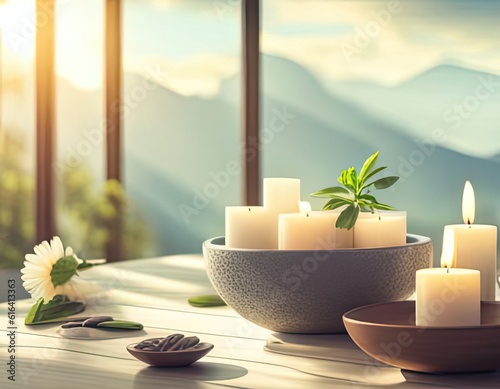 spa still life with candle