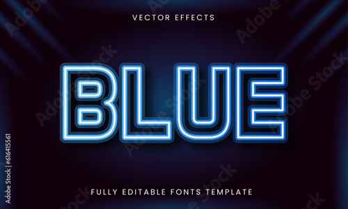 Neon Blue Text Effect Fully Editable vector design