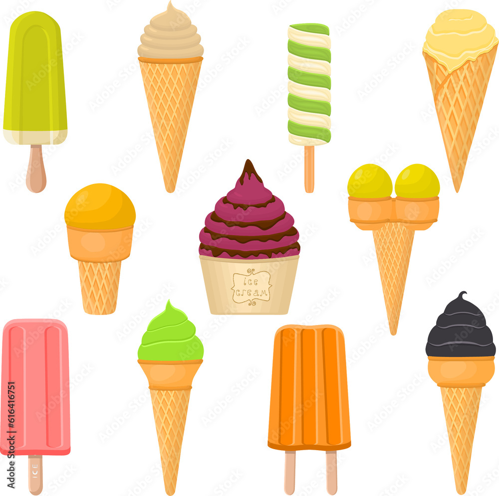 Big set various sweet tasty natural ice cream Big set various sweet tasty natural ice cream