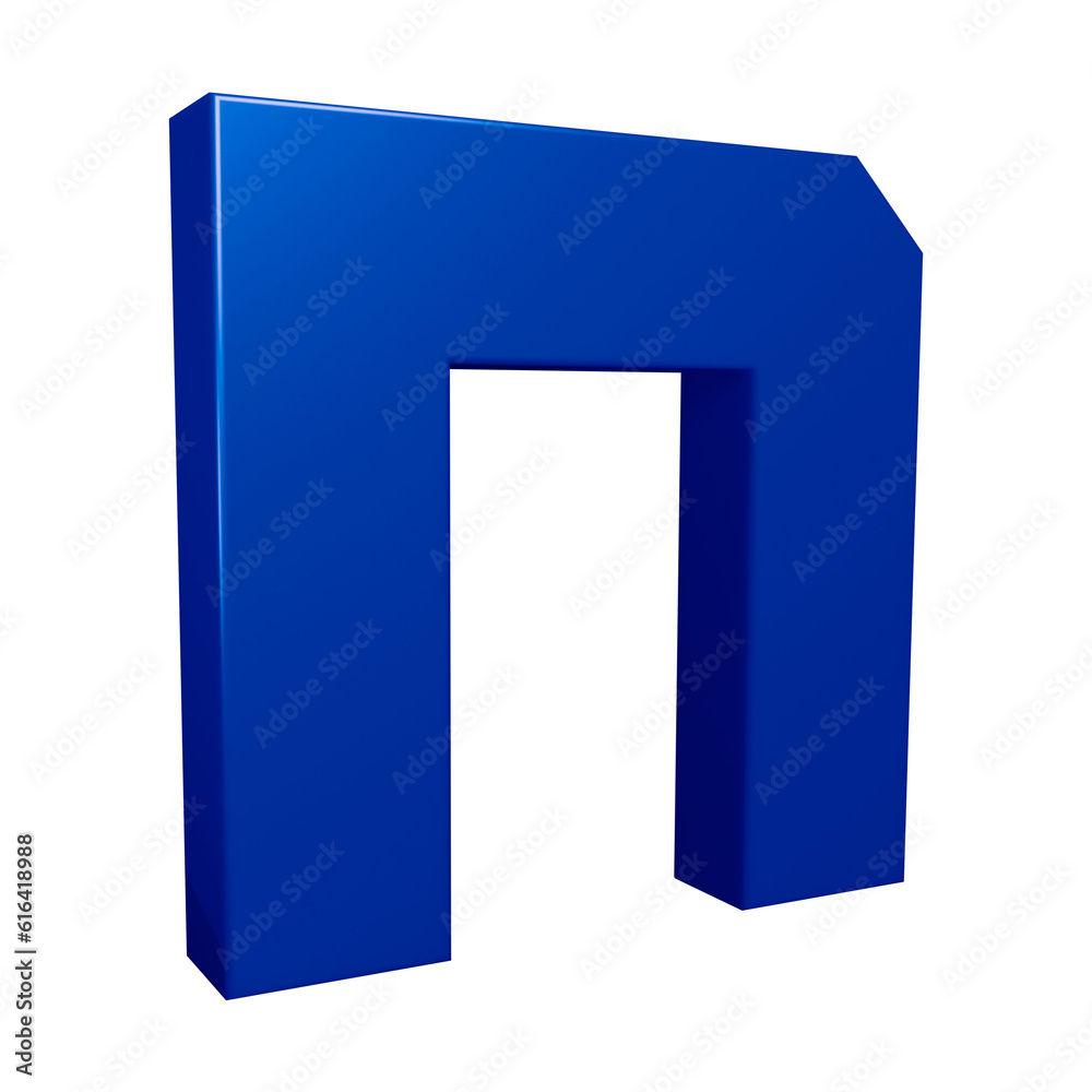 3D blue alphabet letter n for education and text concept 3D blue alphabet letter n for education and text concept