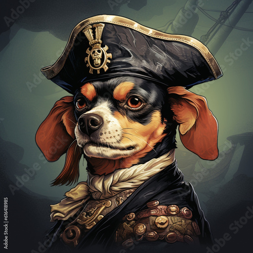 retro style pirate dog illustration