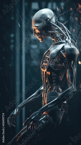 A Cutting-Edge Transhuman Robot with Complex Wire Connections: Exploring the Intricacies of Artificial Intelligence. Generative AI
