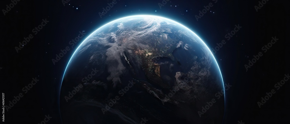 Obraz premium Planet earth from space. Seen from Space: A Stunning View of Nature's Fury, cinematic scene like a movie