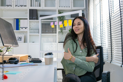 Portrait of young business friends gathered in a modern office conference room and worked as a team