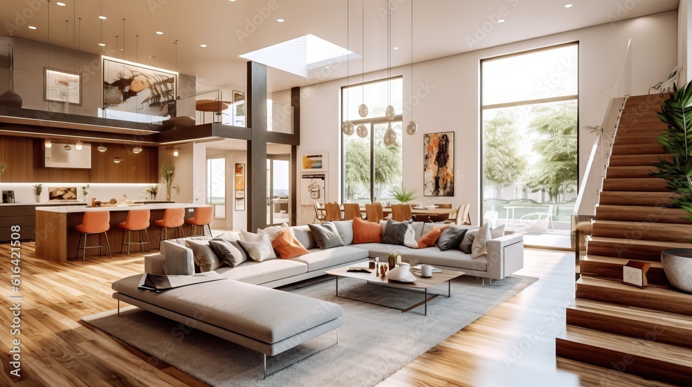 Mid-Century Modern Living Room. . Elegant living room with comfortable