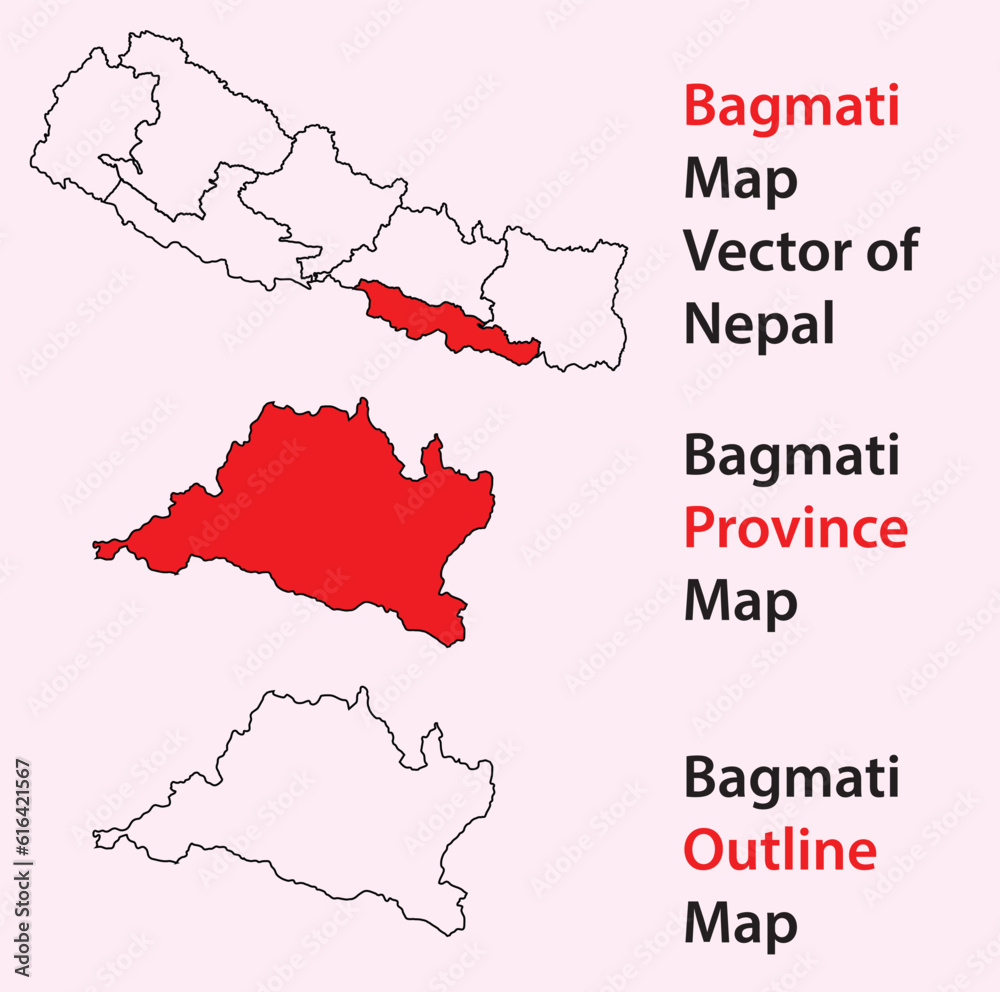 Bagmati map vector of nepal, bagmati province of nepal, bagmati line