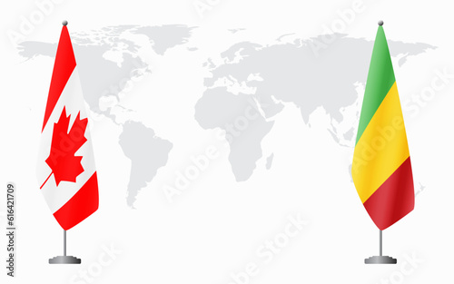 Canada and Mali flags for official meeting