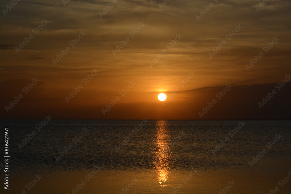 Morning sunrise over Lake Balkhash. Kazakhstan. Zhetysu Region.