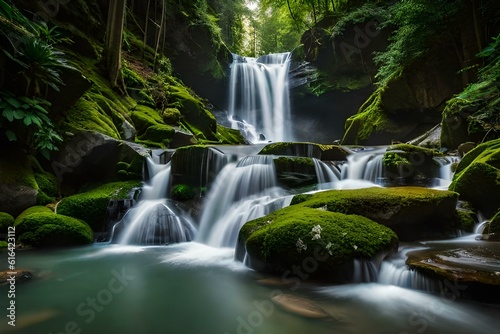 waterfall in the forest AI Generated © Ushtar