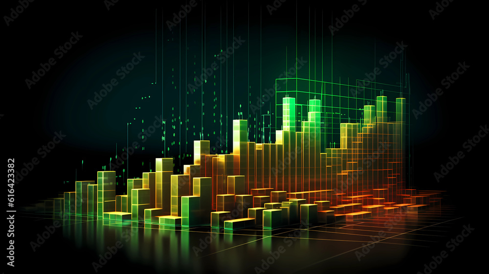 Stock Market Graph. Financial chart with up down line  graph in stock market.