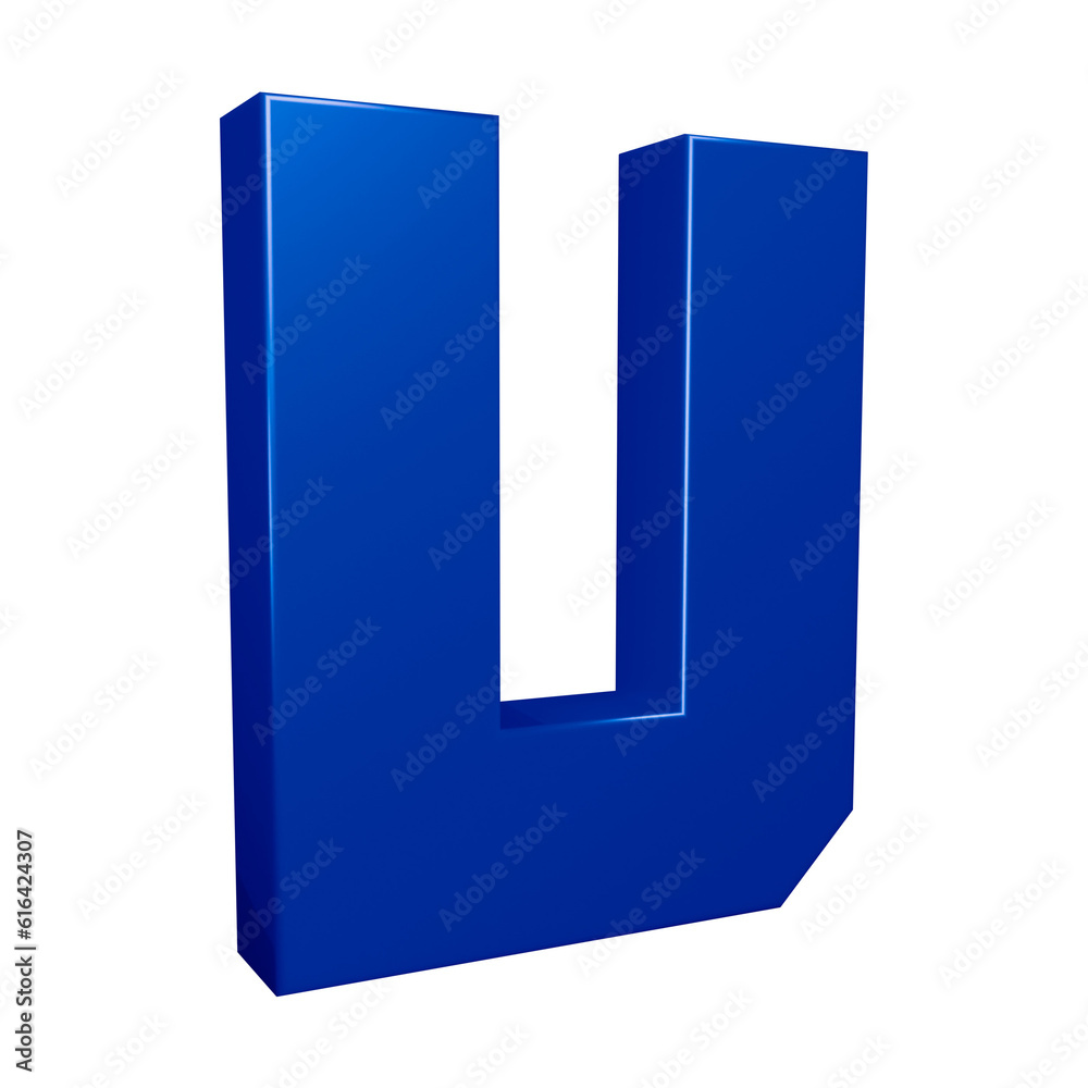 3D blue alphabet letter v for education and text concept 3D blue alphabet letter v for education and text concept
