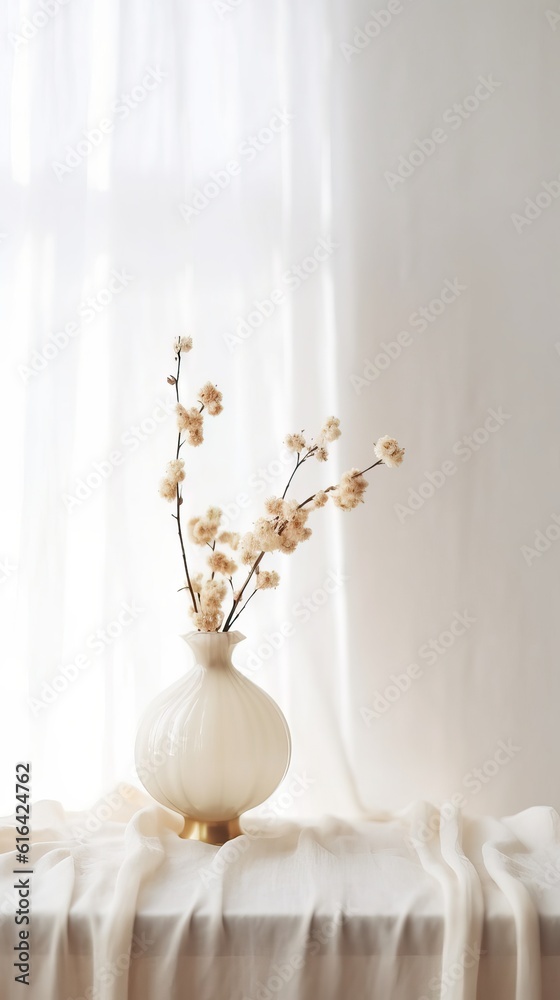 Interior design with flowers in vase Interior design with flowers in vase