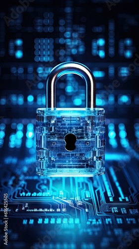background concept of data protection and cybersecurity technology privacy.Lock Icon of Cyber Security Digital Data, Digital Data Network Protection,