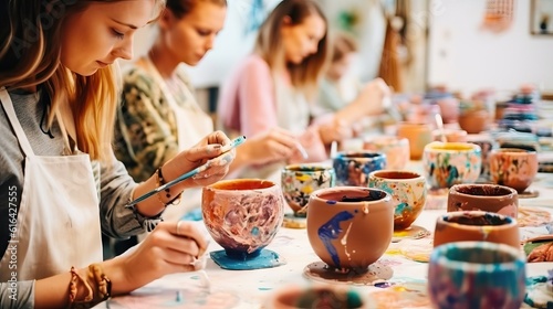 Fotografija Group of people painting clay
