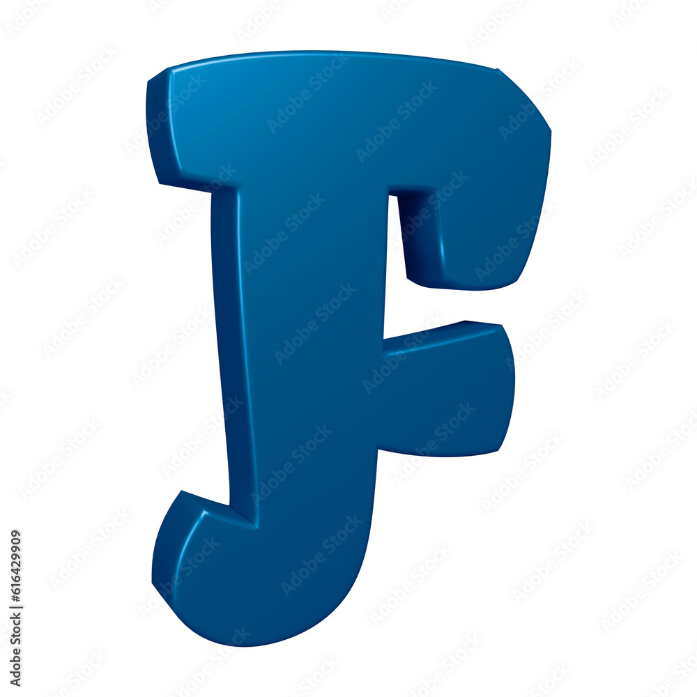 Blue alphabet letter f in 3d rendering for education, text concept Blue alphabet letter f in 3d rendering for education, text concept