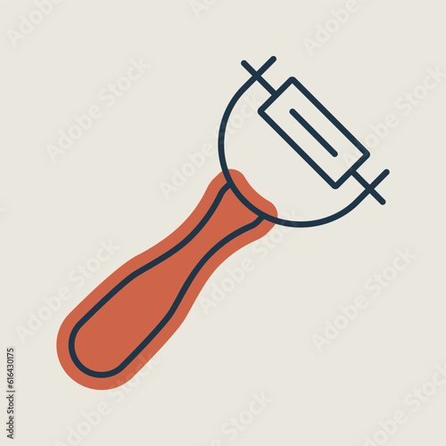 Peeler vector icon. Potato peeler sign