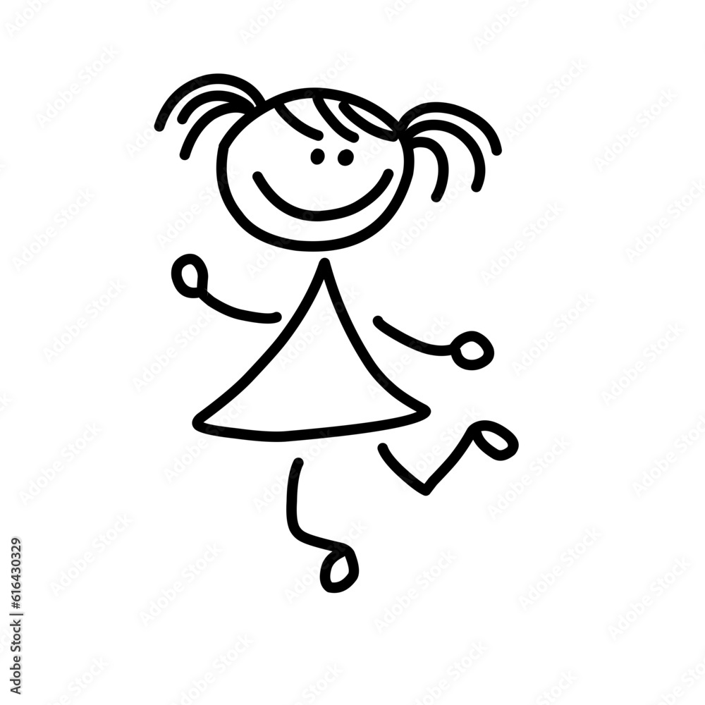 Hand Drawing Cartoon Happy Kids Hand Drawing Cartoon Happy Kids