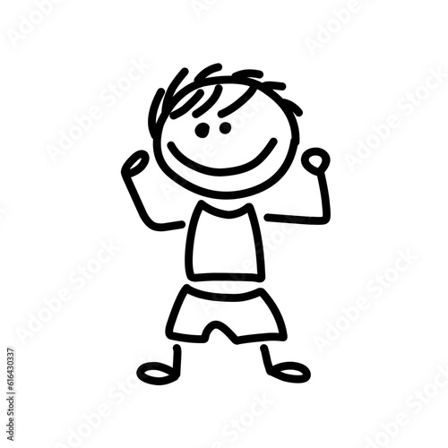 Hand Drawing Cartoon Happy Kids