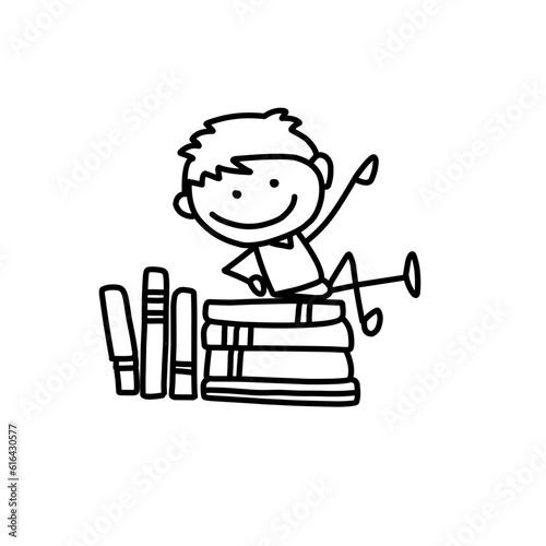 Hand Drawing Cartoon Happy Kids