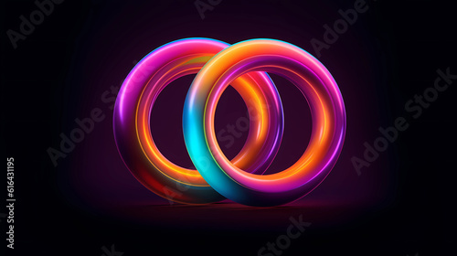 Colorful background with abstract shape glowing in ultraviolet spectrum, curvy neon lines. Futuristic energy concept