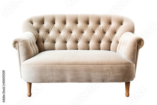 Grey sofa isolated on a white background,Generative AI