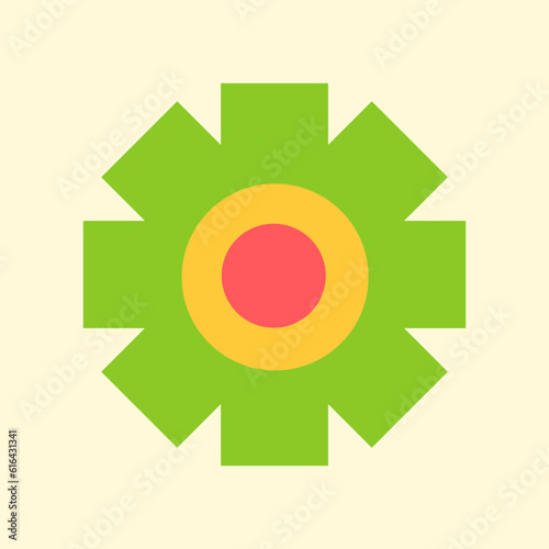 Fotografie Square poster green minimalistic flower on a light background