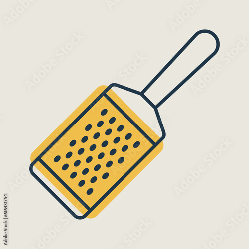 Metal kitchen hand grater for cheese vector icon photo