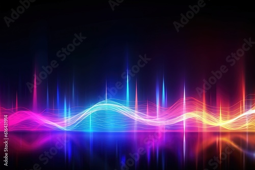 abstract futuristic background with pink blue glowing neon moving high speed wave lines and bokeh lights. Data transfer concept Fantastic wallpaper, Ai Generative
