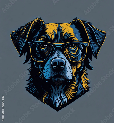 dog wearing glasses and headphones, create with Generative Ai